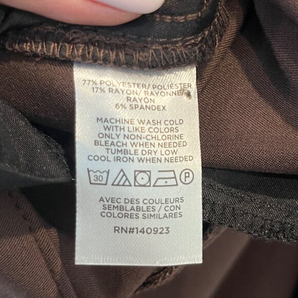 Loft Outlet High Rise Palazzo 10 Petite Wide Leg Trousers Brown Slacks Classic - Picture 9 of 15